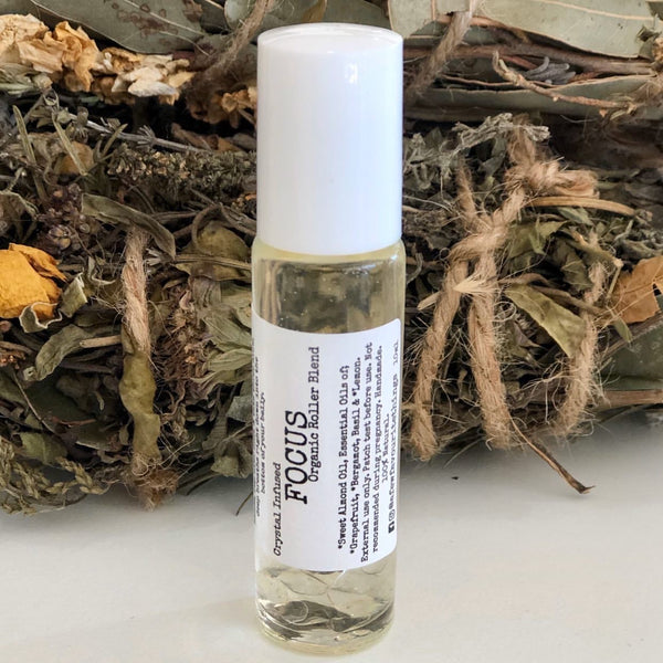 Crystal Infused Essential Oil Roller - Focus