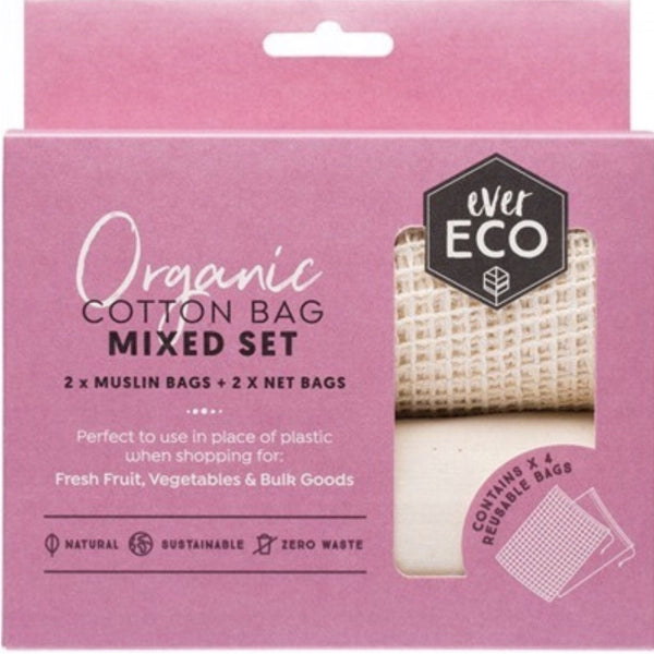 Ever Eco Reusable Mixed Organic Cotton Net & Muslin Produce Bags