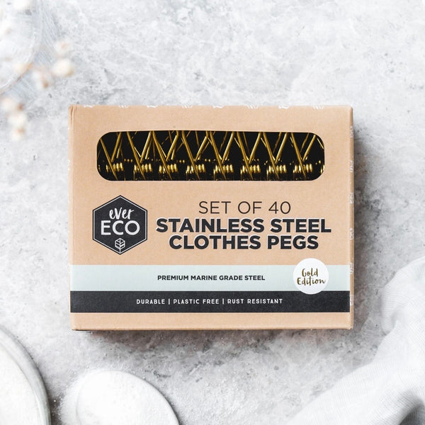Ever Eco Gold Stainless Steel Pegs - 40 Pack